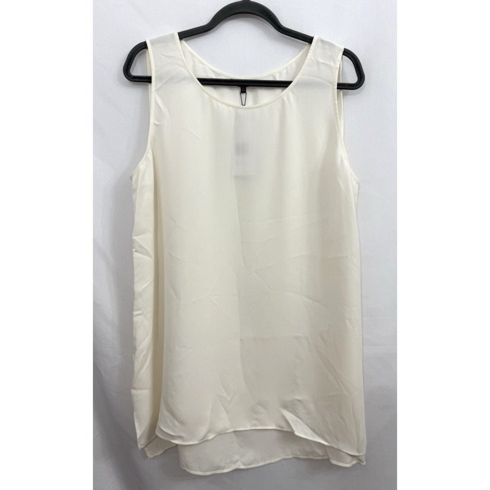 NWT *FLAWS* Lafayette 148 New York Ivory Ruthie 100% Silk Blouse Top Womens XL‎
